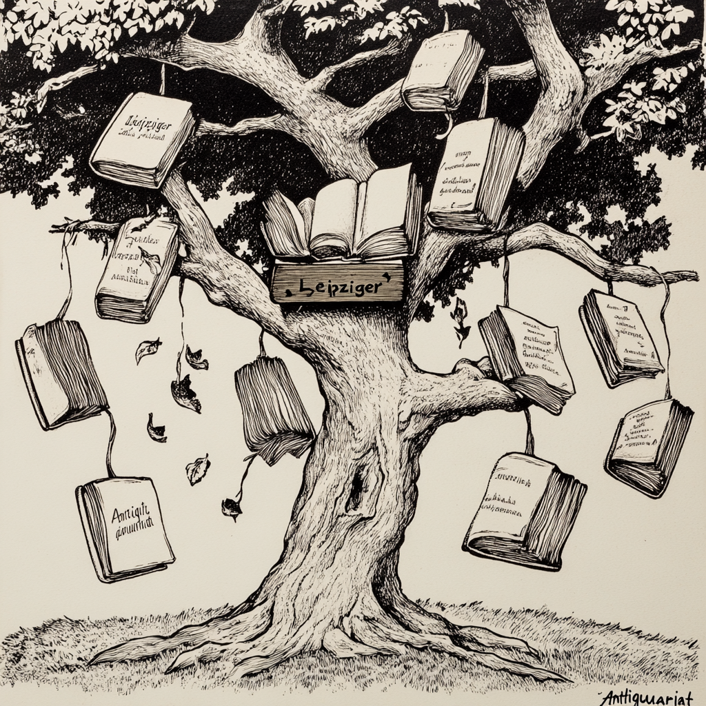 Exlibris W33 Antiquariat Leipzig Central Buch Baum Bücher