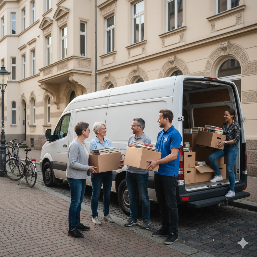 transporter - Buch-Spende Transporter beim der Abholung von Buchspenden