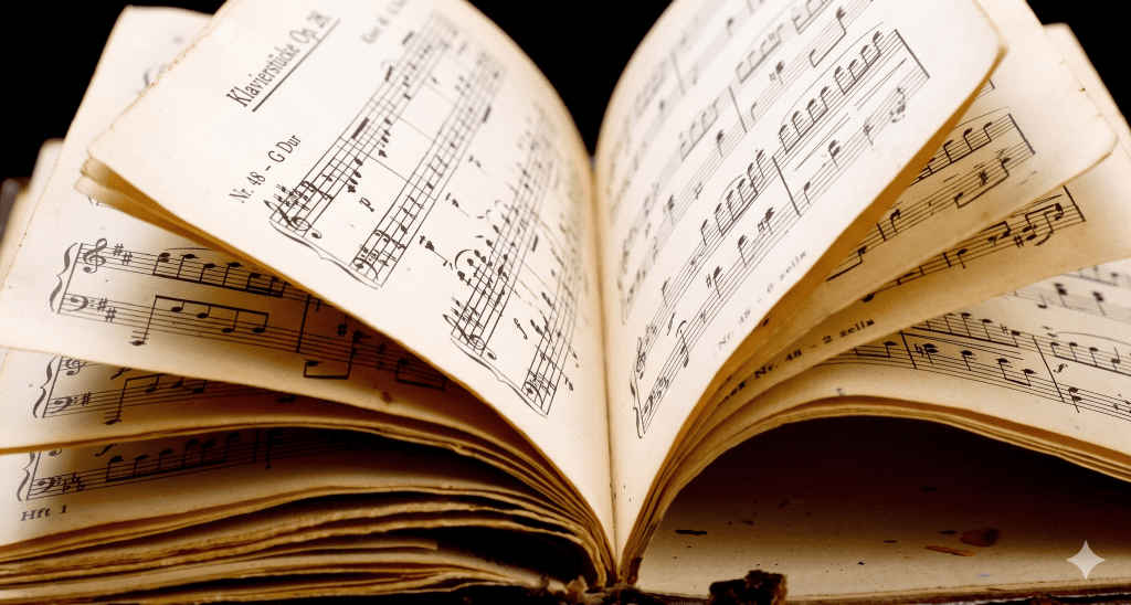 Notenblätter aufgeschlagen