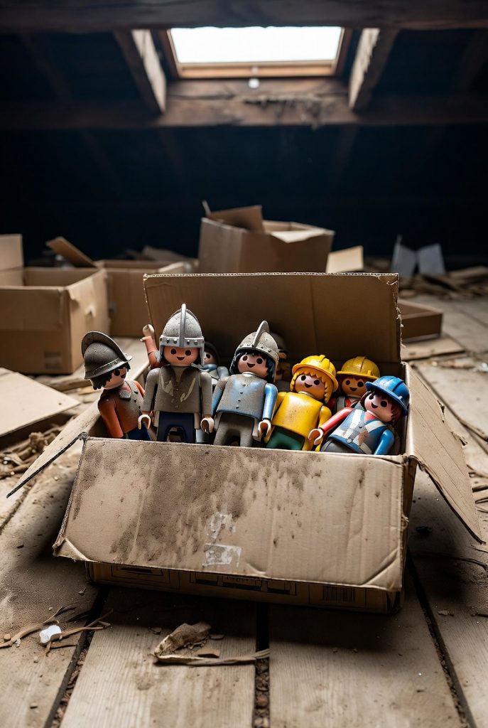 Playmobil04 - Buch-Spende Playmobil Sammlung Ritter Kiste Dachboden