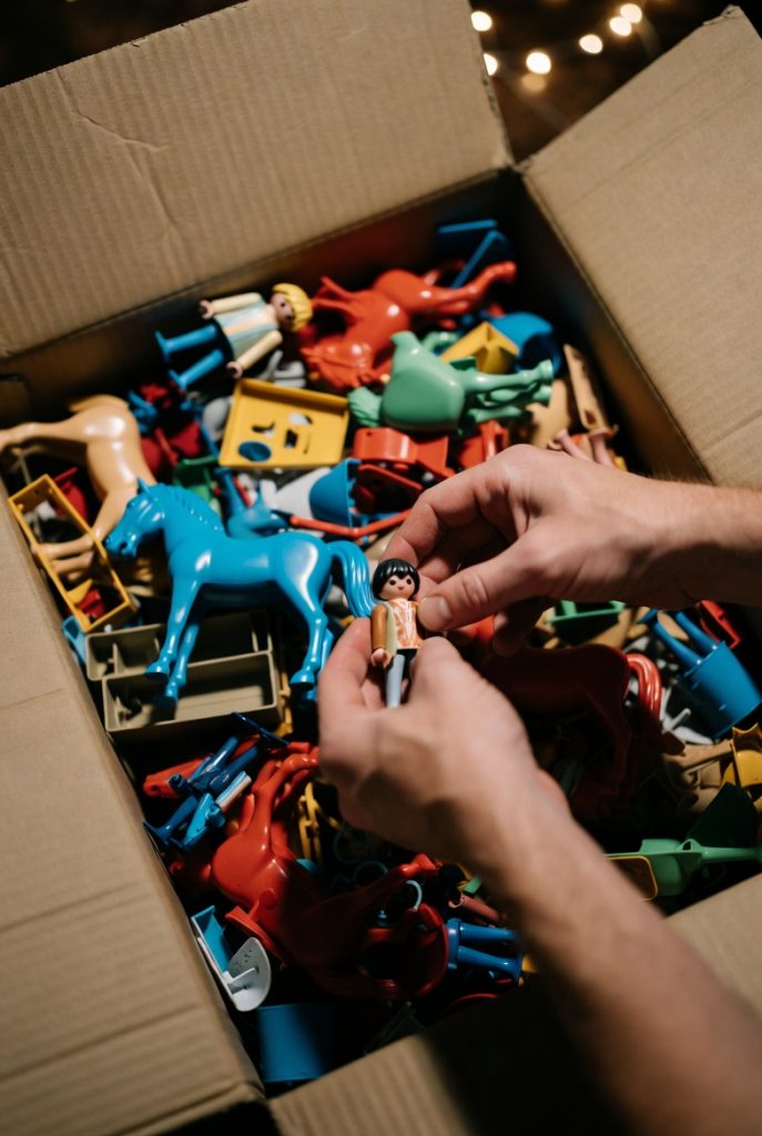 Playmobil06 - Buch-Spende Playmobil Sammlung Ritter Kiste Hand