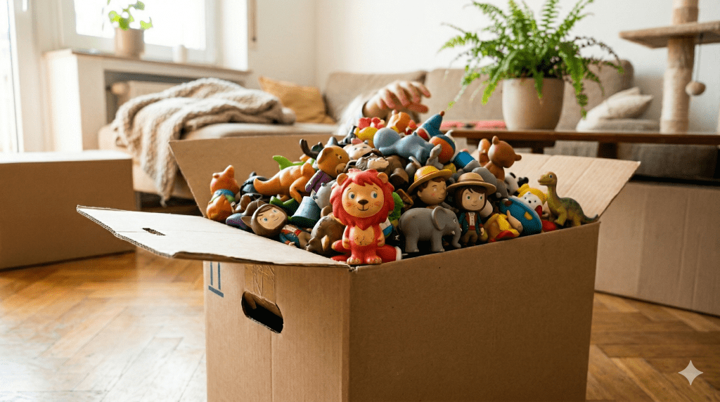 Schleich07 - Buch-Spende Schleich Tonie Figuren Kiste Verpackung Pferd Elefant Karton